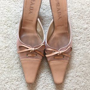 Prada Pink Satin Mules w. Kitten Heels
